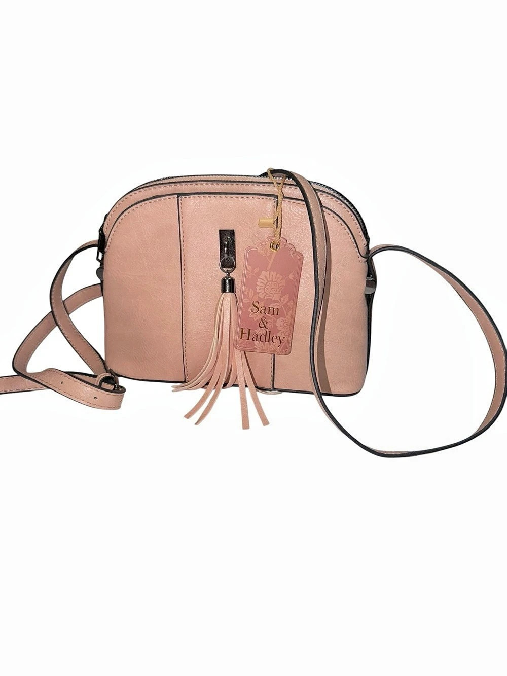 Sam & Hadley Embossed Floral Dome Crossbody Bag Pink